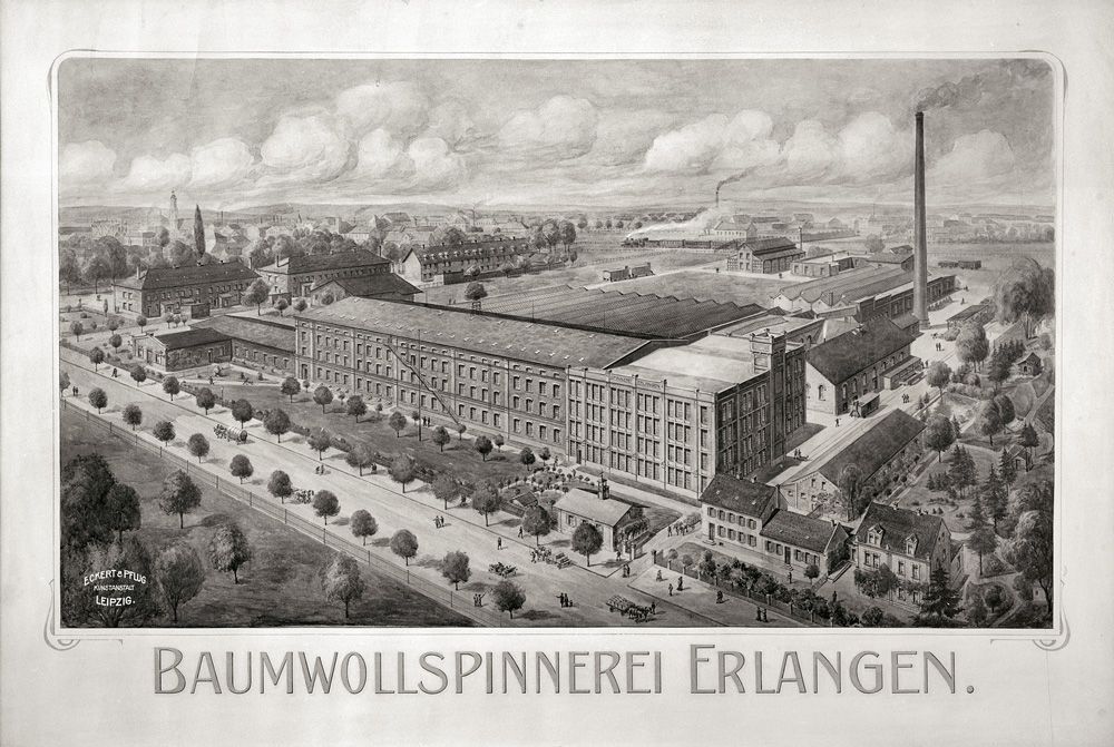 Historische Aufnahme der Baumwollspinnerei aus dem Stadtarchiv